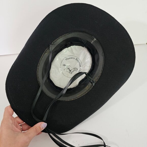 Black Western Express Cowboy Hat Made in Mexico sz L 《815》A - Picture 7 of 8